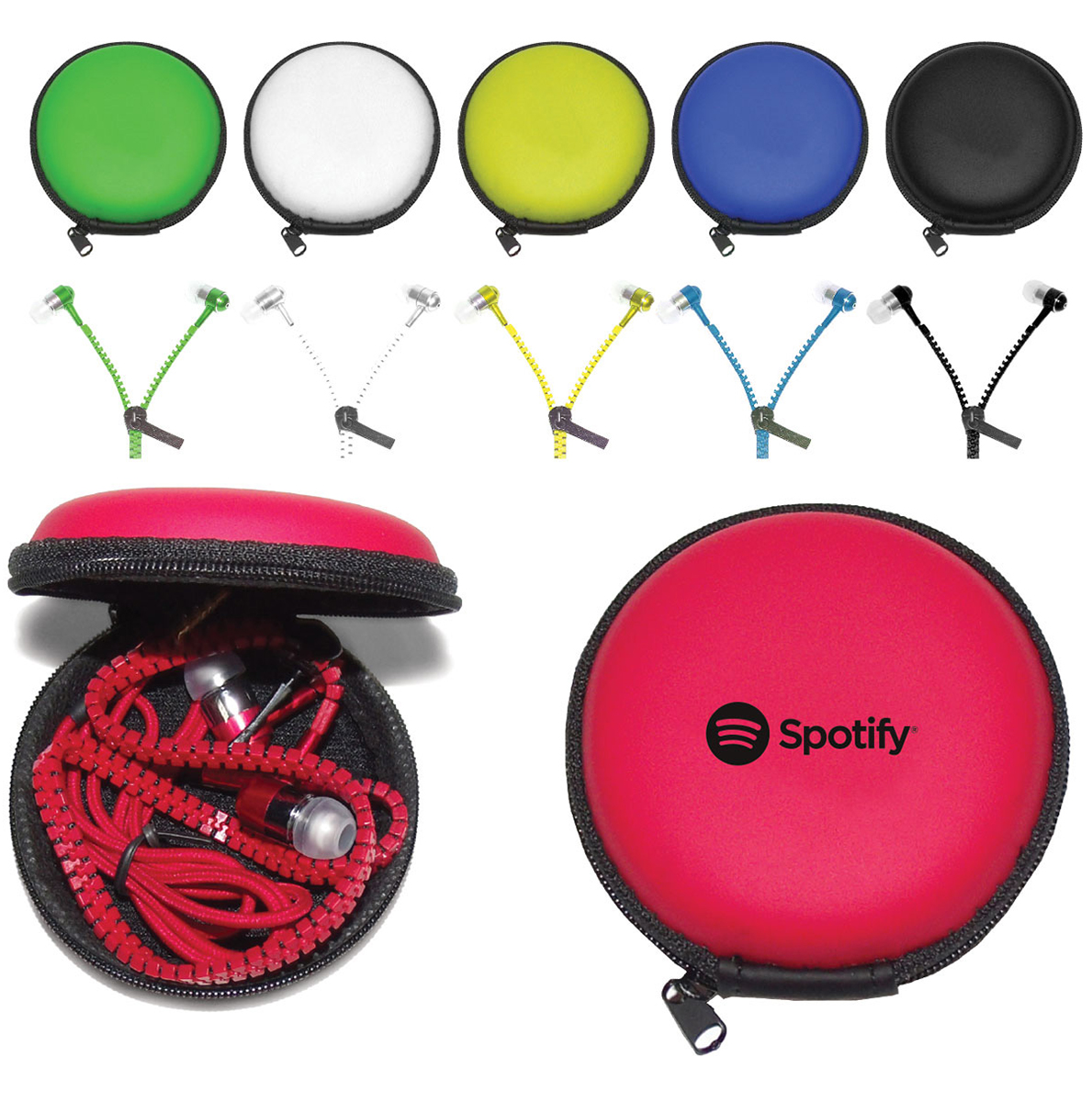 Zipper Earbuds With Case